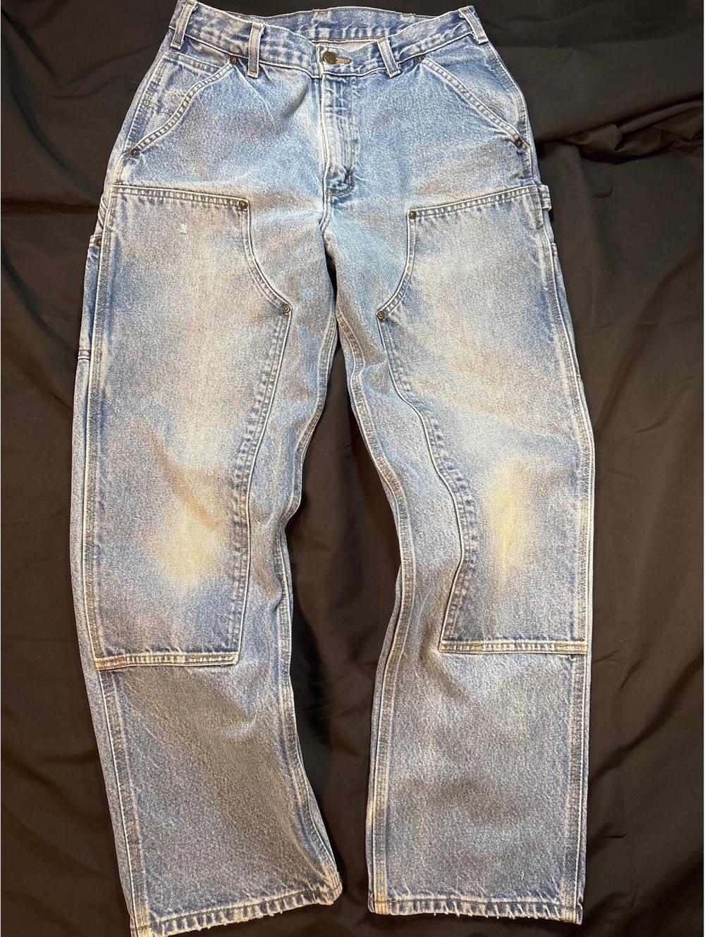 Vintage Carhartt B73 DST Double Knee Jeans 32x32 Faded Distressed Workwear